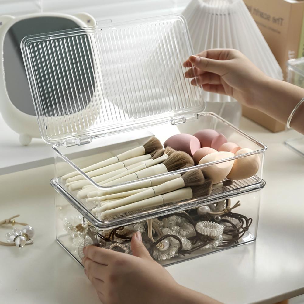 1 For Household Cosmetics Storage Box, Desktop, Dresser Transparent Finishing Box, Mask, Makeup Brush, Powder Puff Storage Box
