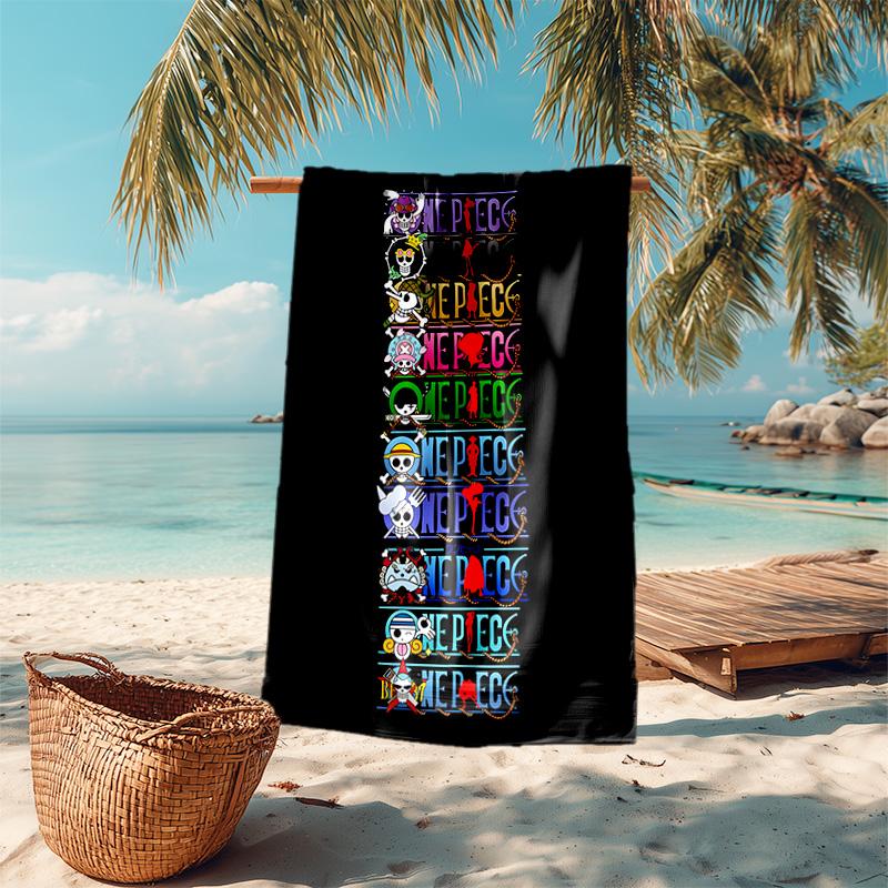 Classic Japanese Element Cartoon ONE PIECE Monkey D. Luffy Beach Towel Outdoor Camping Vacation Swimming Beach Towel Outdoor Absorbent Bath Towel Y18