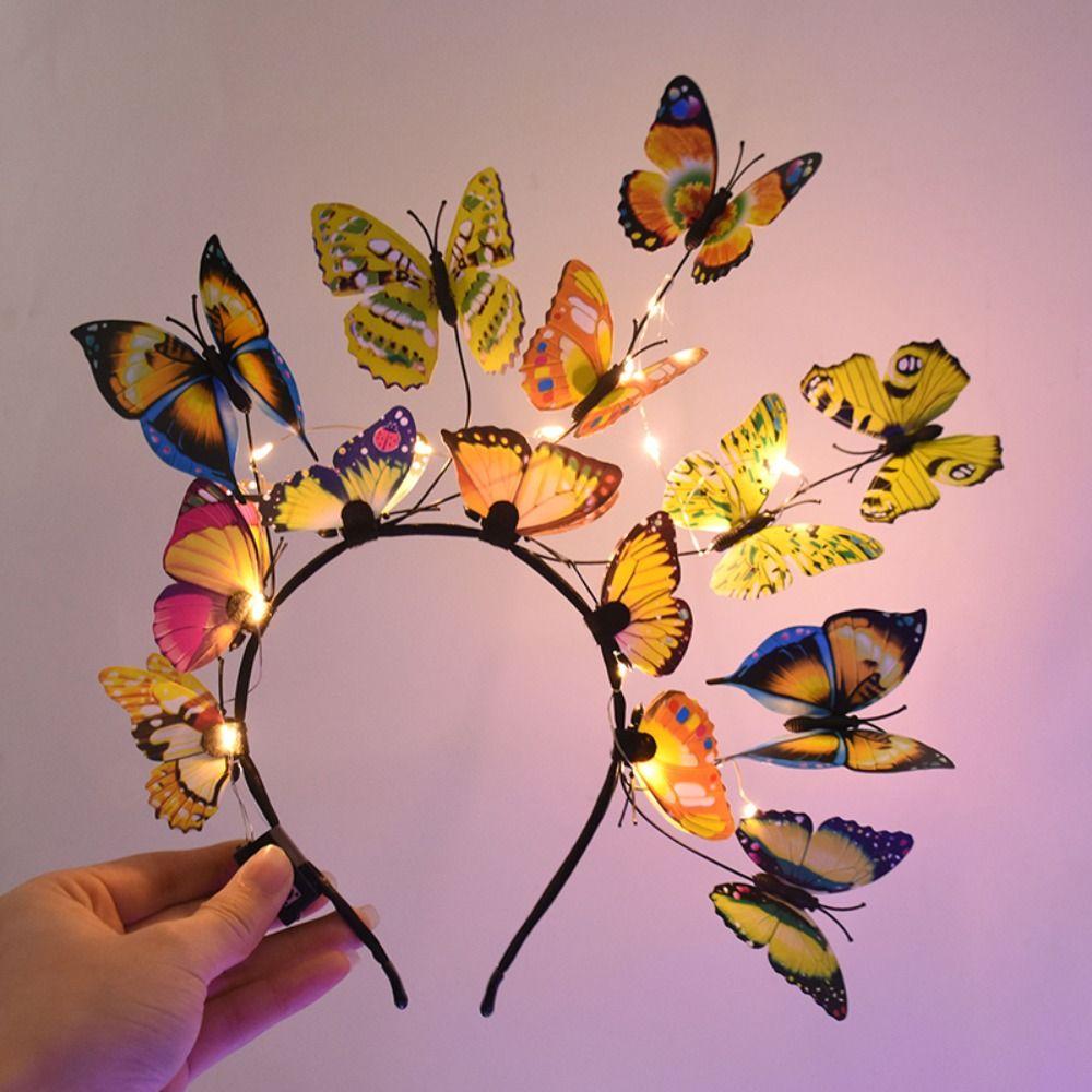 Colorful Luminous Butterfly Hair Band LED Lights Flashing Headband LED Glow Headband  Kids Gift
