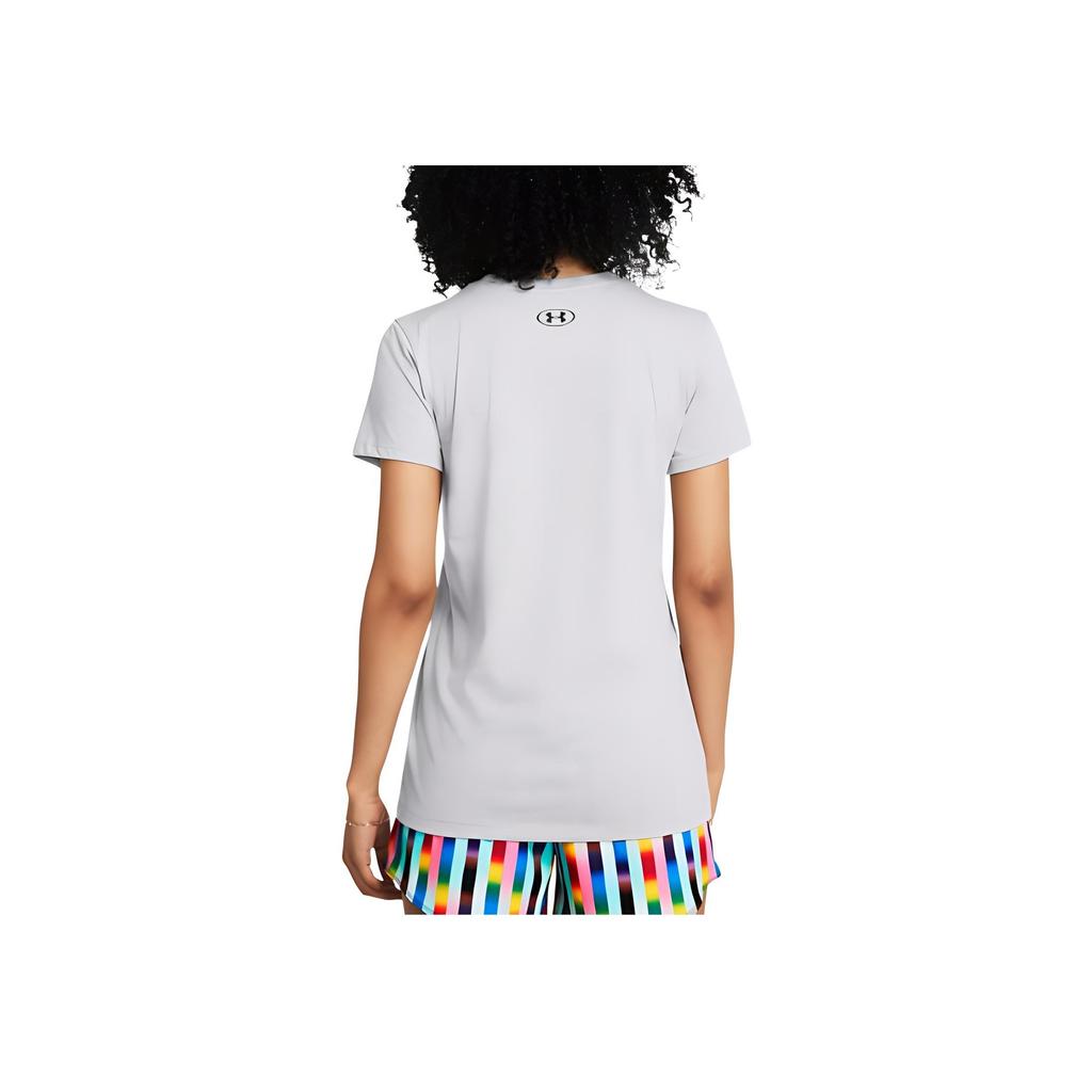 Under Armour Letter Round Neck Short Sleeve T-Shirt Women Tops Modern-Gray 1383046-011