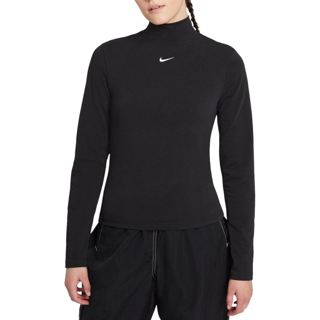 Nike Solid Color Turtleneck Long Sleeve T-Shirt Women Tops Black DD5882-010