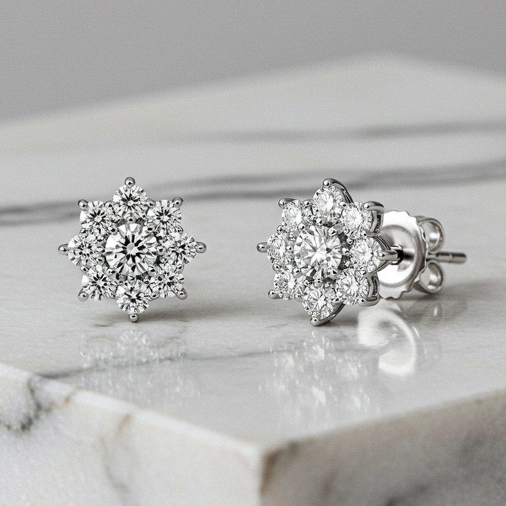 Maison De She Moissanite Earrings Wrap Diamond Shine Flower