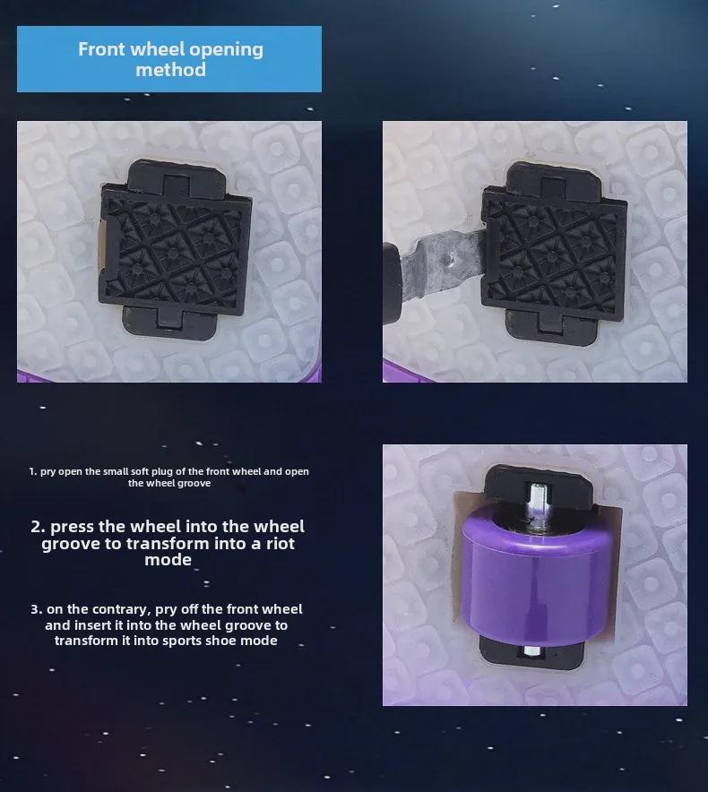 Modepattinaskor för flickor: Snygga tvåhjuliga skor med avtagbar blinkande knappskridskor.