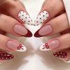 Nail art, French polka dot bow girl style long almond-shaped nail wear