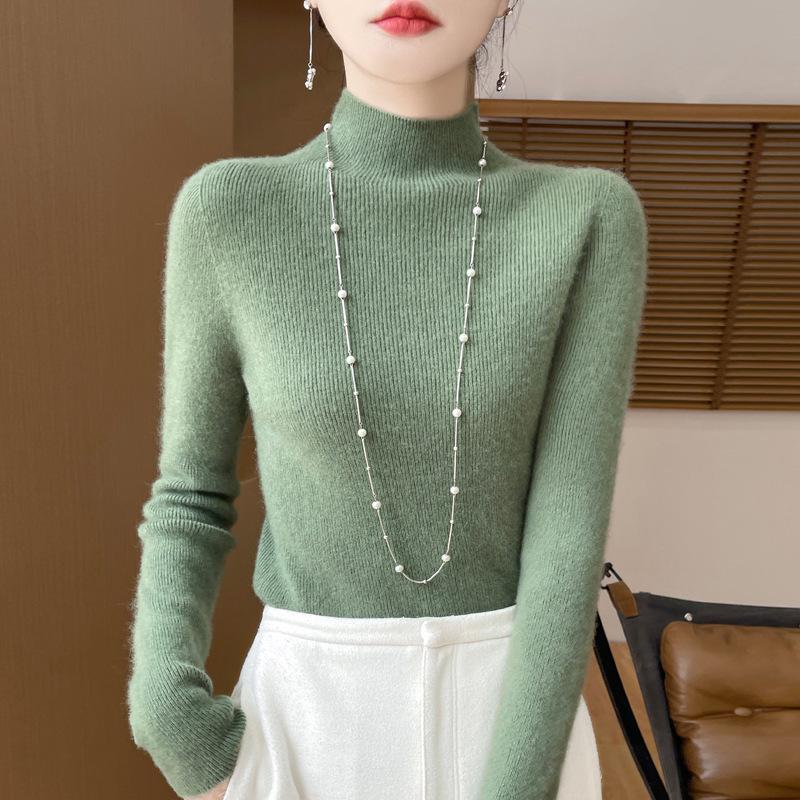 

Base Women s Knitted Half-High Neck Seamless Sweater - Autumn/Winter 2025 Slim Fit. M