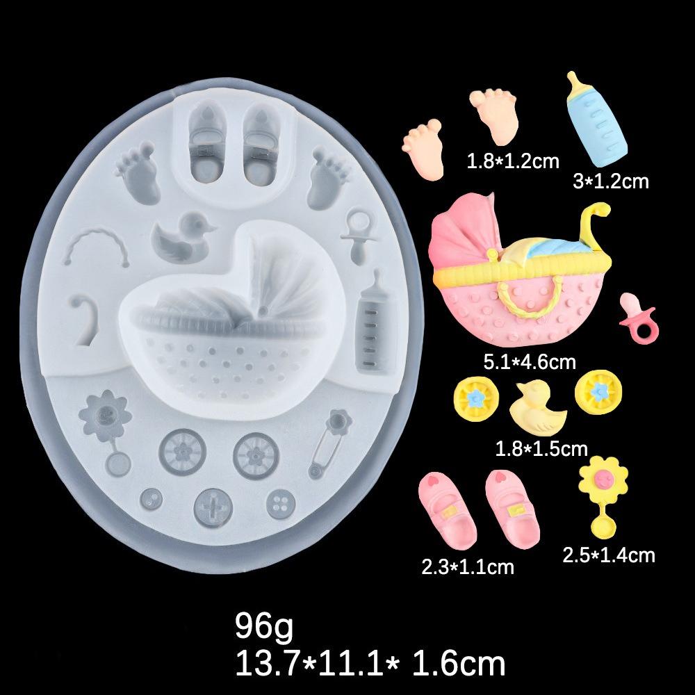 3D Baby Shower Pram Design Silicone Mold Fondant Chocolate Mould DIY Clay Model Cake Decorating Tool Baking Accessories