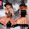 Halloween Kostüm für Erwachsene Hexenkostüm Maskenball Cosplay Show Kostüm Kürbishexe Kostüm Cosplay Kleid
