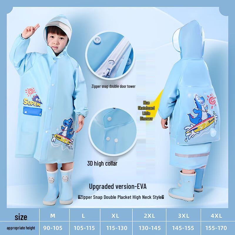 

Children s Cartoon EVA Rain Poncho with Schoolbag Space