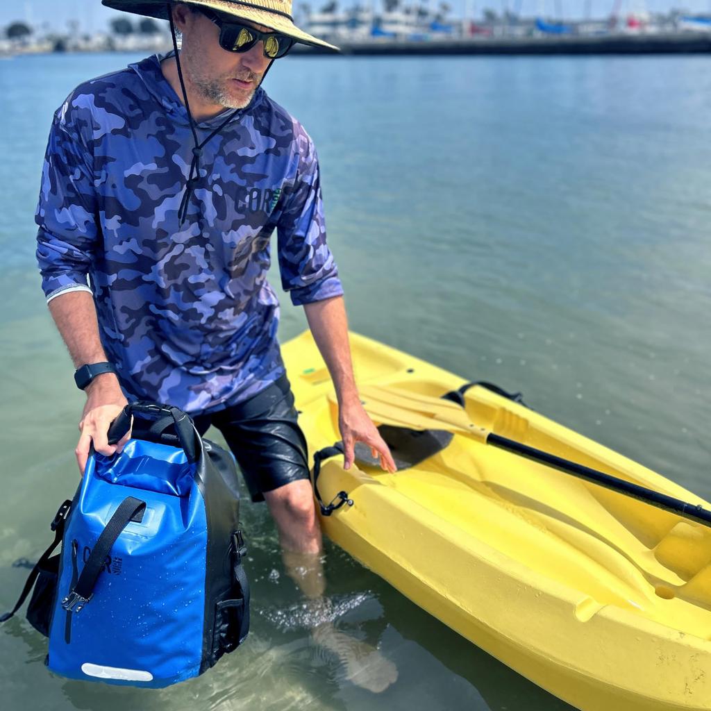 COR Surf Waterproof Dry Bag Backpack with Padded Laptop Sleeve 25L 40L Heavy Duty Roll Top Dark Travel & Pack, Blue, 40L, Backpack.
