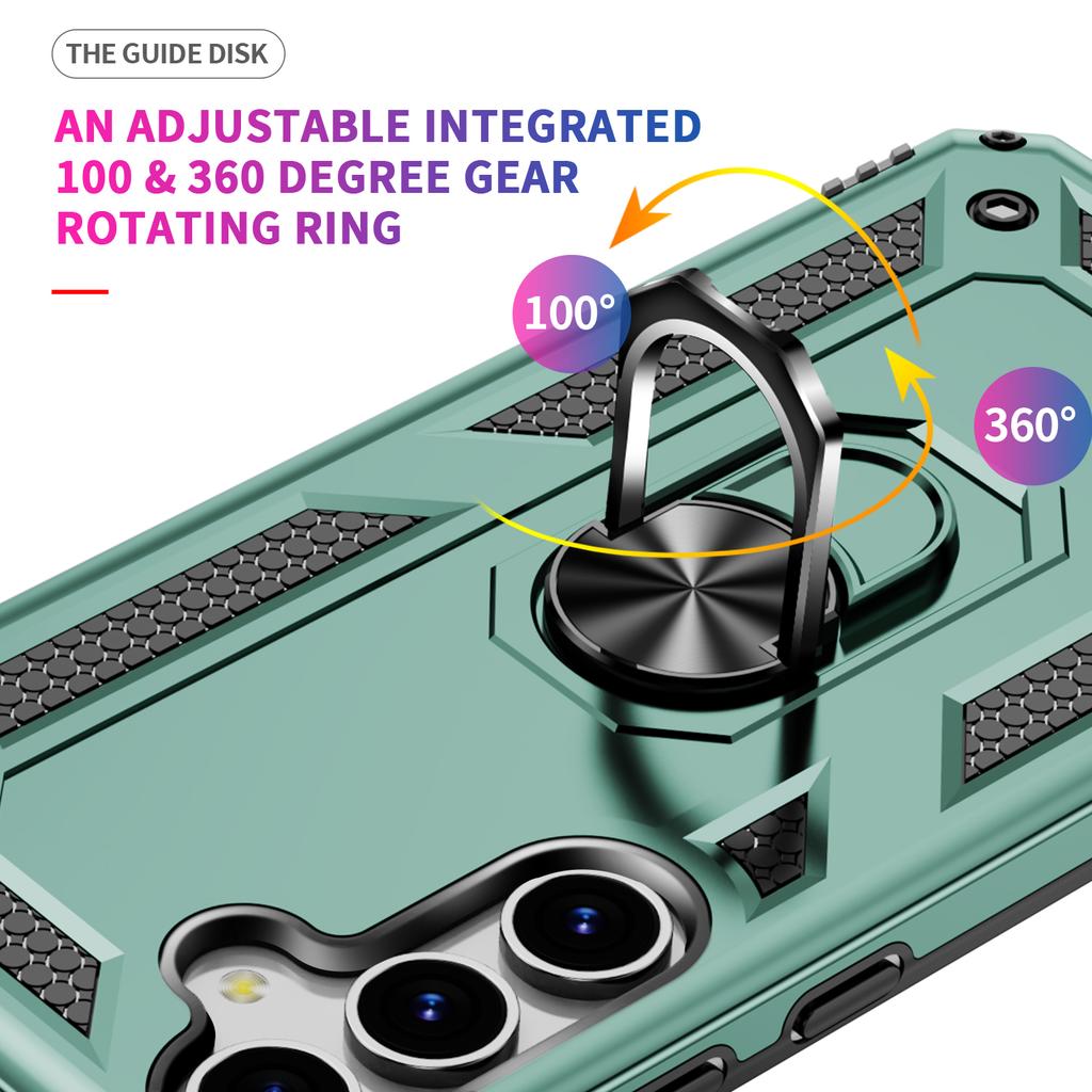 For Samsung Galaxy S25 Case PC+TPU Phone Cover with Rotary Ring Kickstand