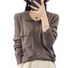 2023 Women's 100% Wool Lapel Cardigan: Year-Round Solid Color Cashmere Knit Sweater