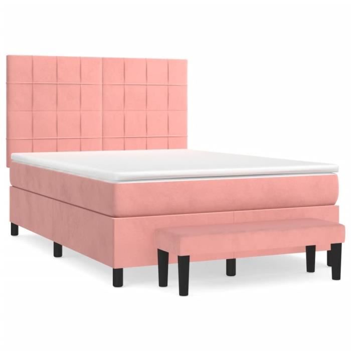 3137850 vidaXL Lit à sommier tapissier avec matelas Rose 140x200 cm Velours