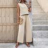 Women's Casual Suit Top Trousers Two Piece Sleeveless Short Top Fashion Casual Suit