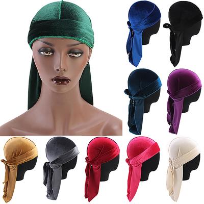 Men Women Velvet Durag Turban Cap Chemo Bandana Hats Pirate Headscarf