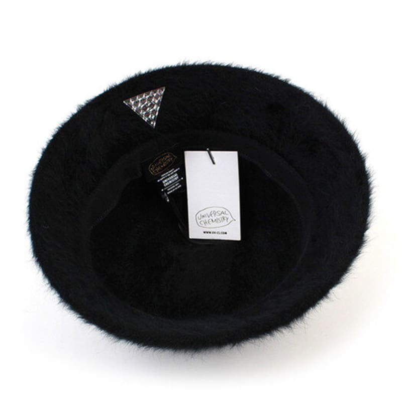 Universal chemistry Rabbit Fur Black Cloche Hat