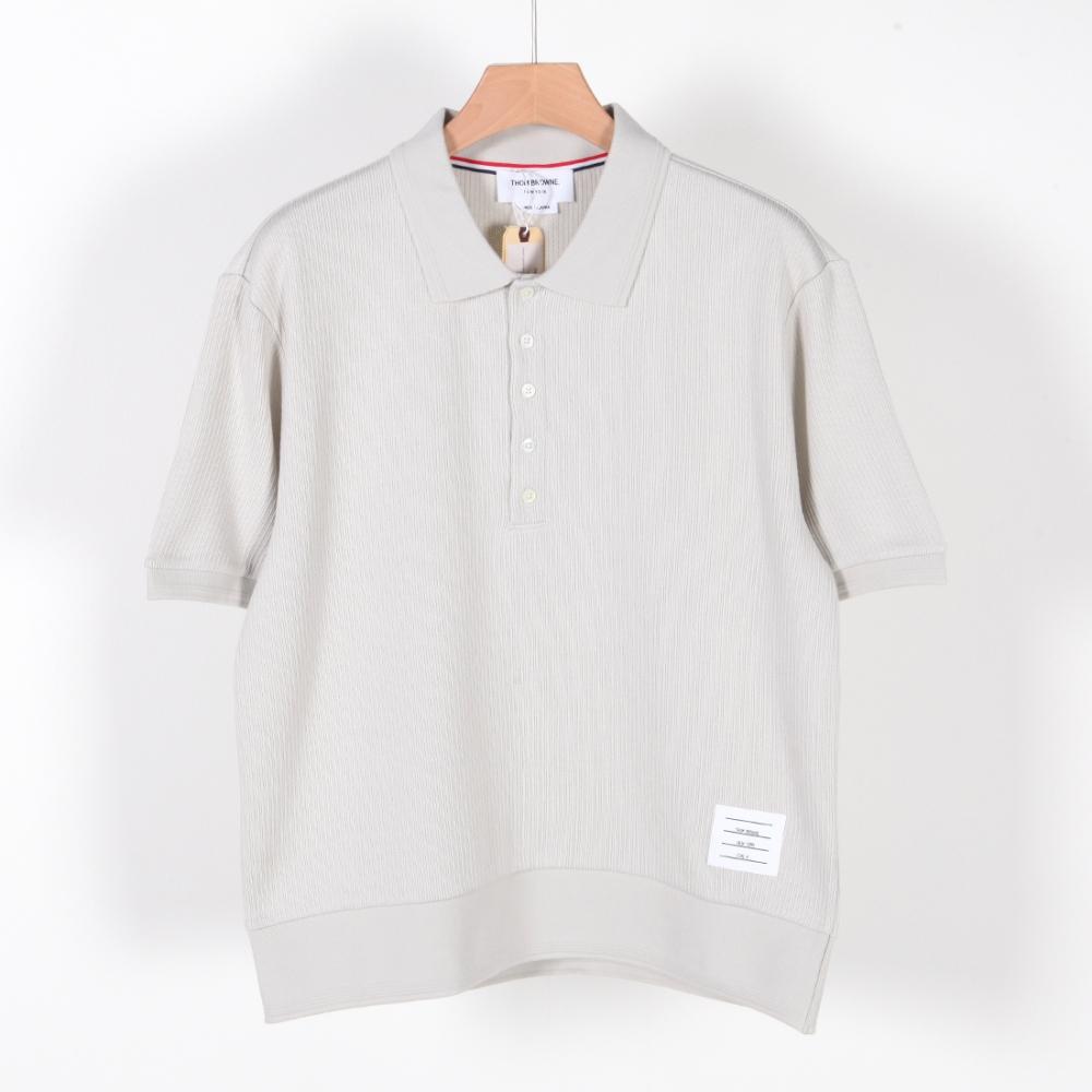 

23FW Футболка с короткими рукавами Thom Browne в полоску в оттоманскую полоску, натуральный белый цвет MJP178AJ0083113