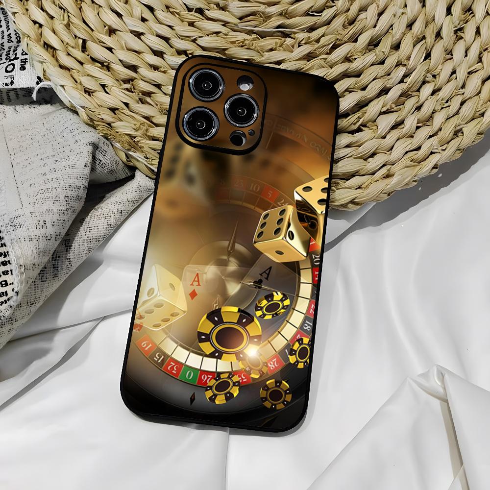 Dice Poker Casino Phone Case for iphone 16 15 Pro 14 13 Mini 11 12 Max Xr X Xs 7 8 Plus Black soft shell Cover