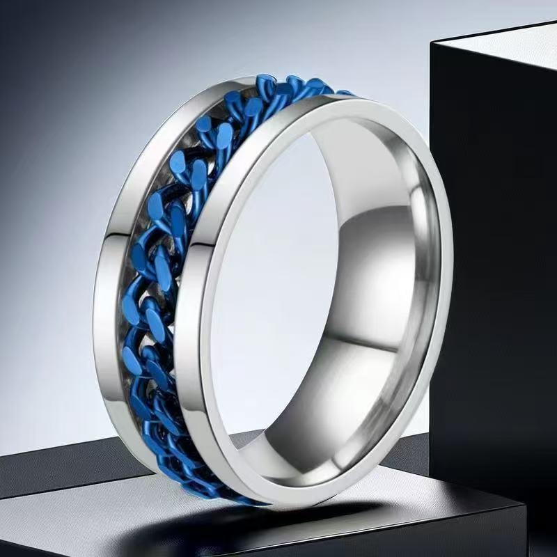 

Мужское модное вращающееся кольцо из нержавеющей стали - Не тускнеющая бижутерия из титановой стали Size 5