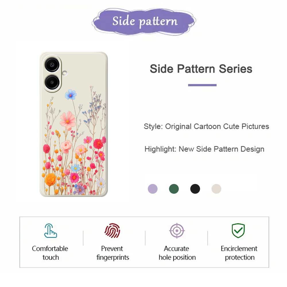 For Samsung Galaxy A07 4G Case Flower Branches Pattern Printing Straight Edge TPU Phone Back Cover