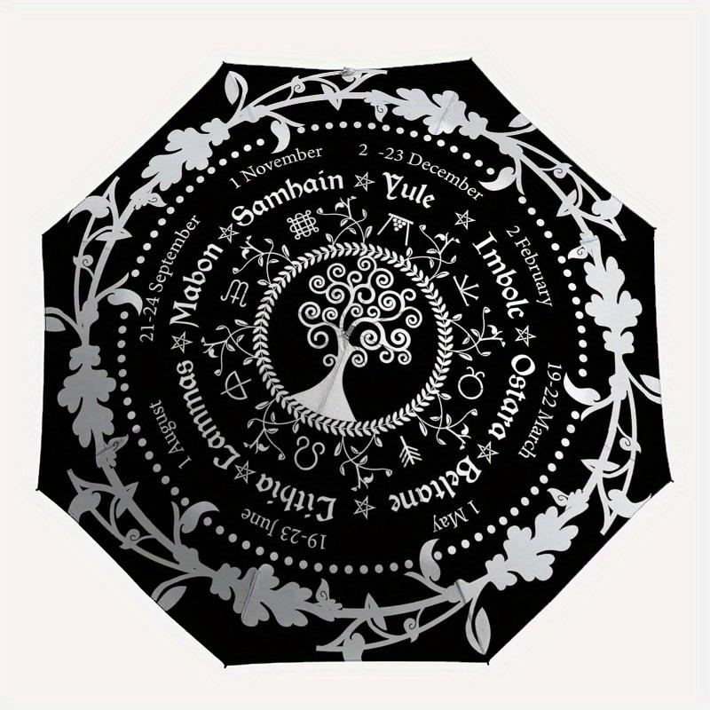 Pagan Wheel of the Year Calendar  Umbrella, Portable 3-Fold Umbrella for Men & Women,Christmas Gift ES180