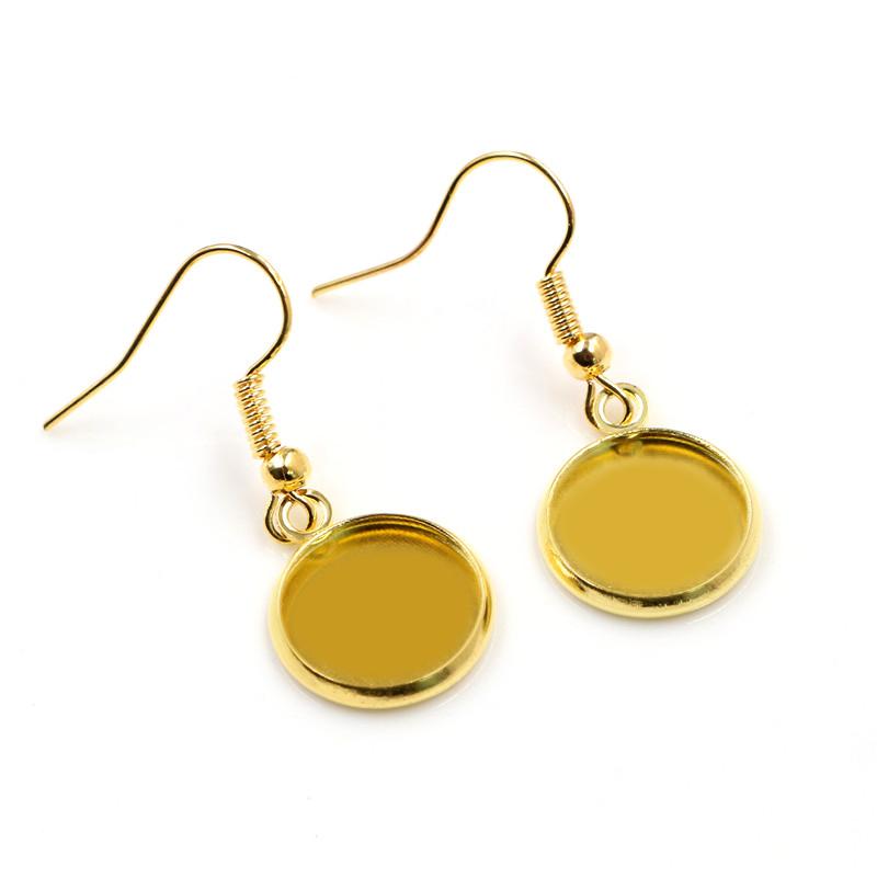 10pcs 10-25mm Inner Size With Earring Hooks DIY Earrings Cabochons Blank Base Setting Bezel Tray DIY Jewelry Making Accessories