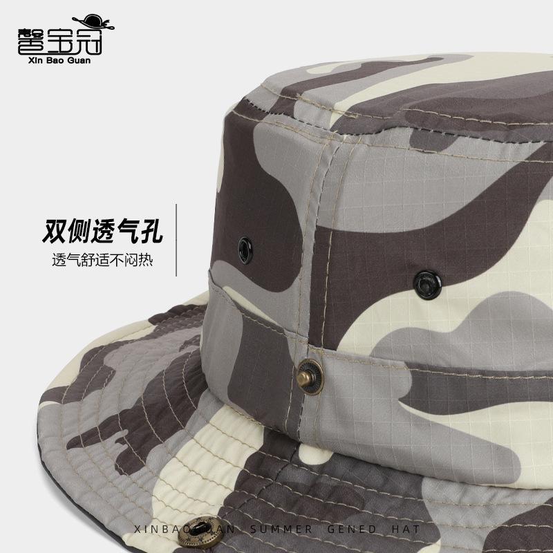 Children's Hat Summer Outdoor Sun Hat Camouflage Big Eaves Sun Protection Hat Quick Drying Waterproof Light Breathable Bucket Hat Men