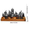 1PC Metal Rustic Wooden Holiday With Reindeer Design Festive Black Silhouette Candlesticks Desk Top Decor 2 Sizes