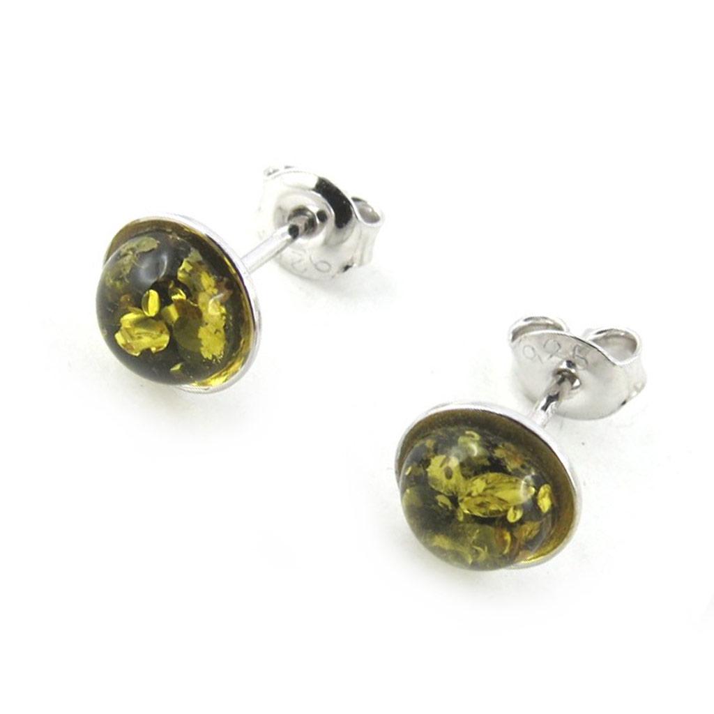 Les Trésors De Lily [N1987] - Green Amber 'Inspiration' Silver Earrings (rhodium-plated) - 8 Mm