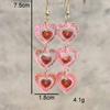 1 Pair Of Heart-Shaped Sweet Pendant Earrings, Valentine'S Day Style Simple And Cute Temperament Ear Accessories