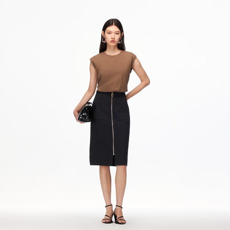 VEROMODA High-Waist Straight Skirt with Zipper & Pockets