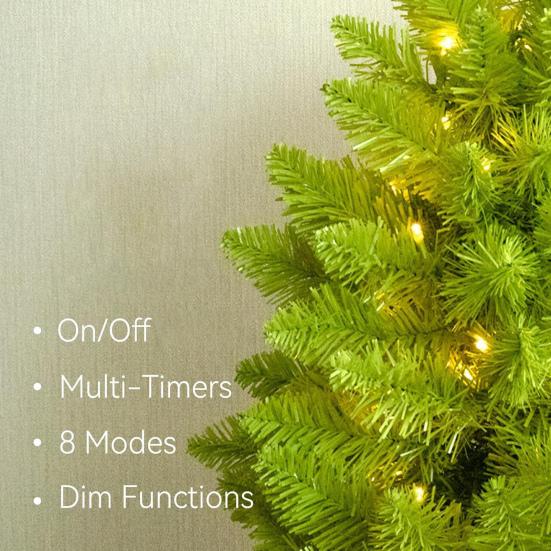 Lighted Pine Needle Christmas Tree Top Curved Artificial Green Xmas Tree with String Light for Tabletop Centerpiece Holiday Indoor Decor