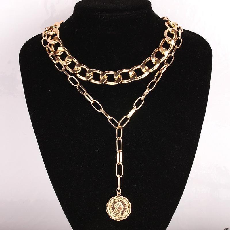 European and American Stacked Portrait Fashion Necklaces, High-end Design Necklaces