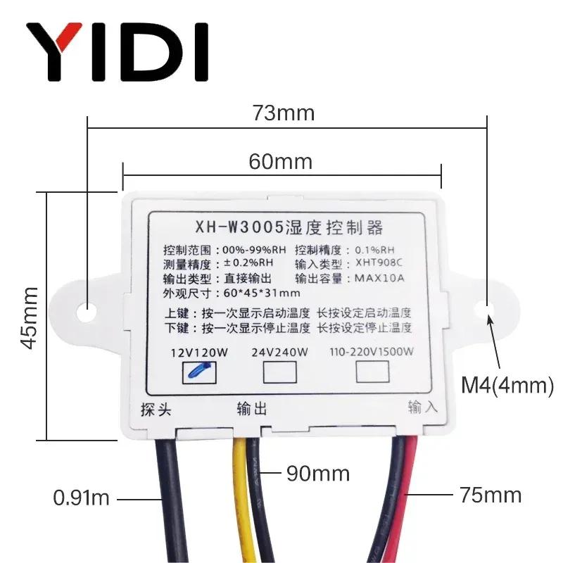W3005 Afișaj Digital LED Higrometru Controler Umiditate Incubator Senzor Măsurător Detector Control Higrostat 12V 24V 110V 220V