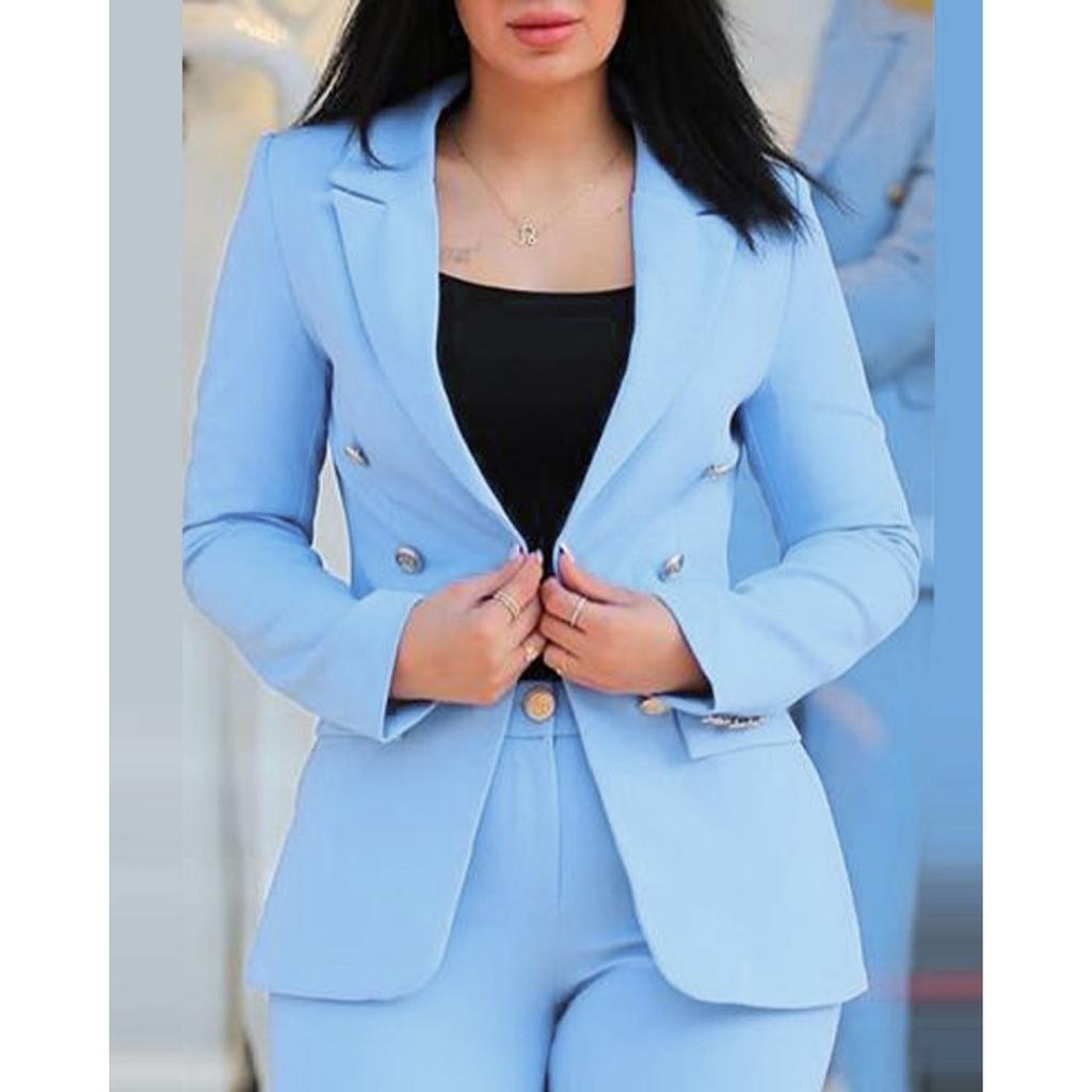 Women's Casual Stylish Two-Piece Suit Set - Elegant Office Blazer & Pants for Commuting, Modern Workwear