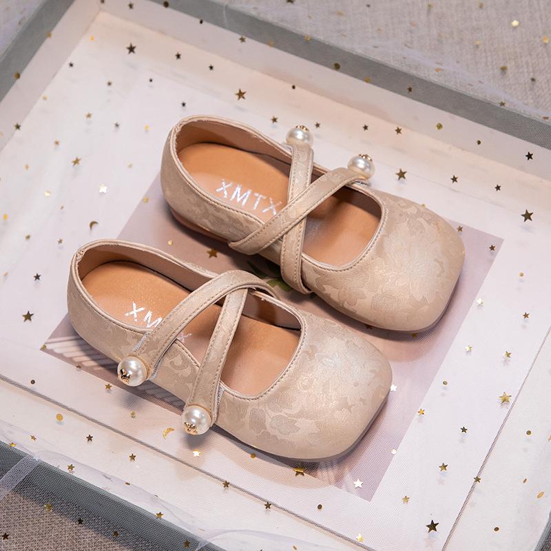

Girl Little Leather Shoe2025New Fashiona Elegant Soft Bottom Versatile Shoe Pring Autumn Simple Party Dancing Girl Leather Shoes 30insole18.5cm хаки