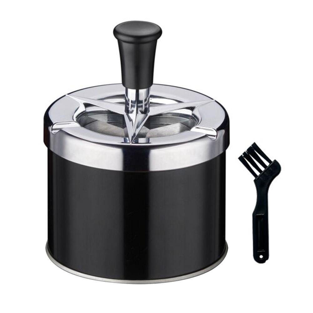 Push Down Ashtray with Lid Spinning Ashtray Windproof Self-Cleaning Ashtray Metal Car Ashtray for Cigarette Smoking