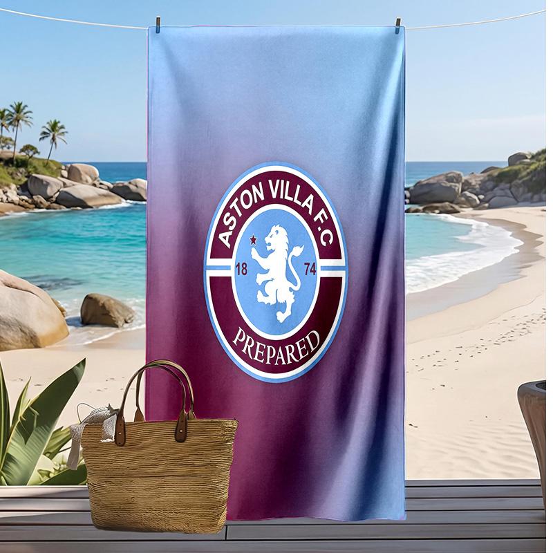 Asciugamano da Spiaggia con Stampa Calcio Aston Villa, Asciugamano Grande Morbido ad Asciugatura Rapida per Spiaggia Campeggio Nuoto
