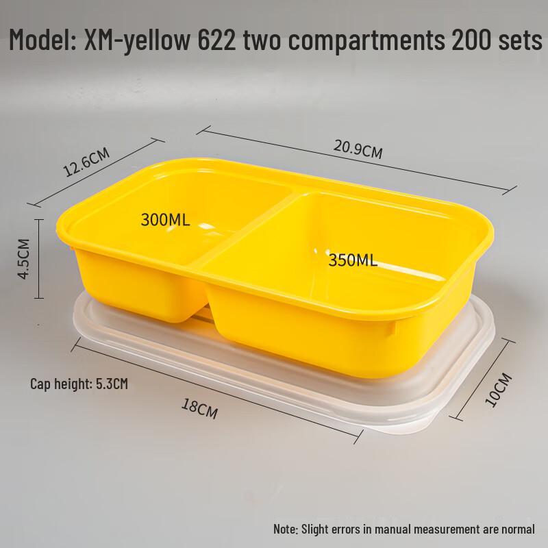 Commercial Disposable Divided Plastic Takeaway Lunch Boxes (200 Sets)