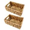 1/2Pcs Storage Basket with Handle Sturdy Structure Large Capacity Strong Load-bearing Hand-Woven Scalloped Edge Wicker Baskets