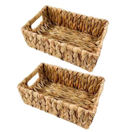 1/2Pcs Storage Basket with Handle Sturdy Structure Large Capacity Strong Load-bearing Hand-Woven Scalloped Edge Wicker Baskets