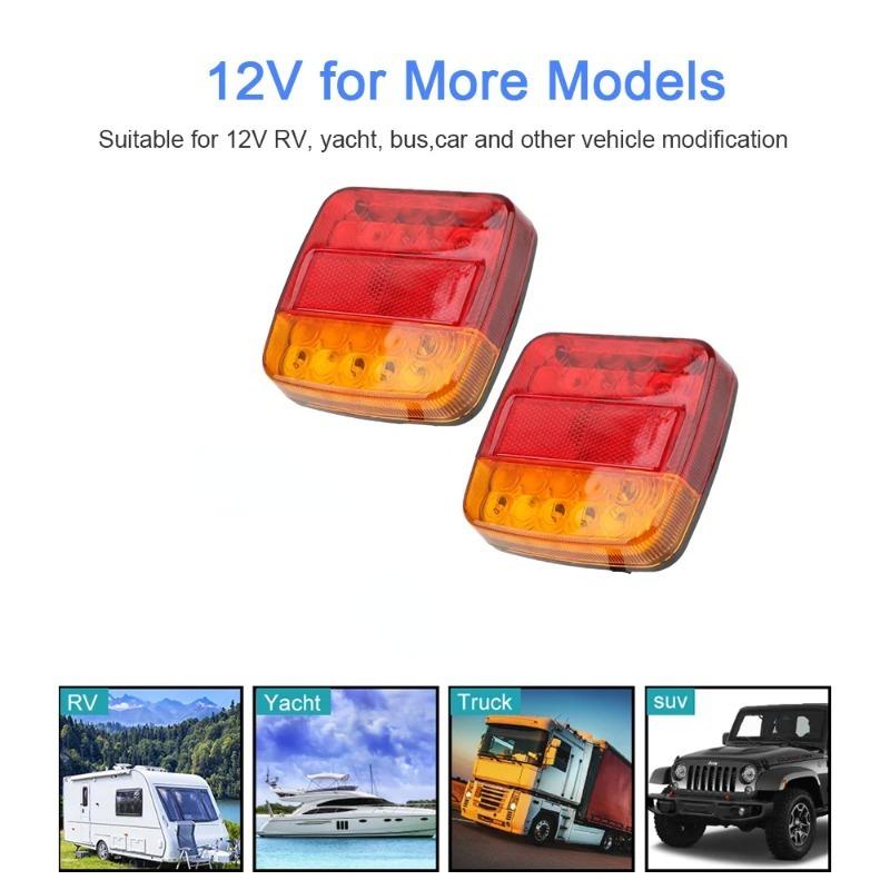 1PC/2PCS 12V Taillight Turn Signal Indicator 26 LEDs Tail Light Car Number Plate Light Rear Reverse Brake Stop Lamp Trailer Truck Caravan