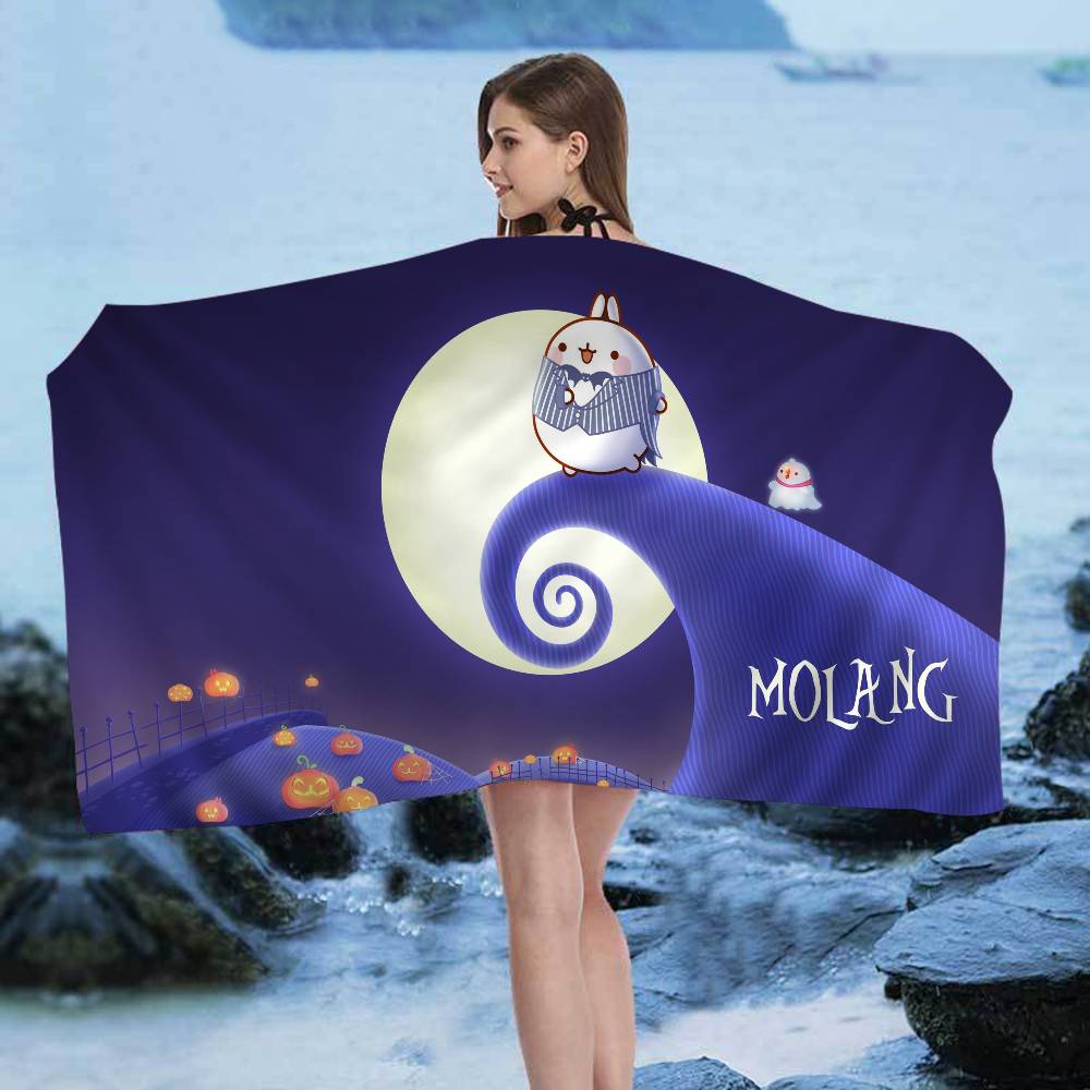Cute White M-Molangs Rabbit Microfiber Beach Towel Absorbent Quick dry Soft Yoga Swimming Resort Mountain Climbing Towel