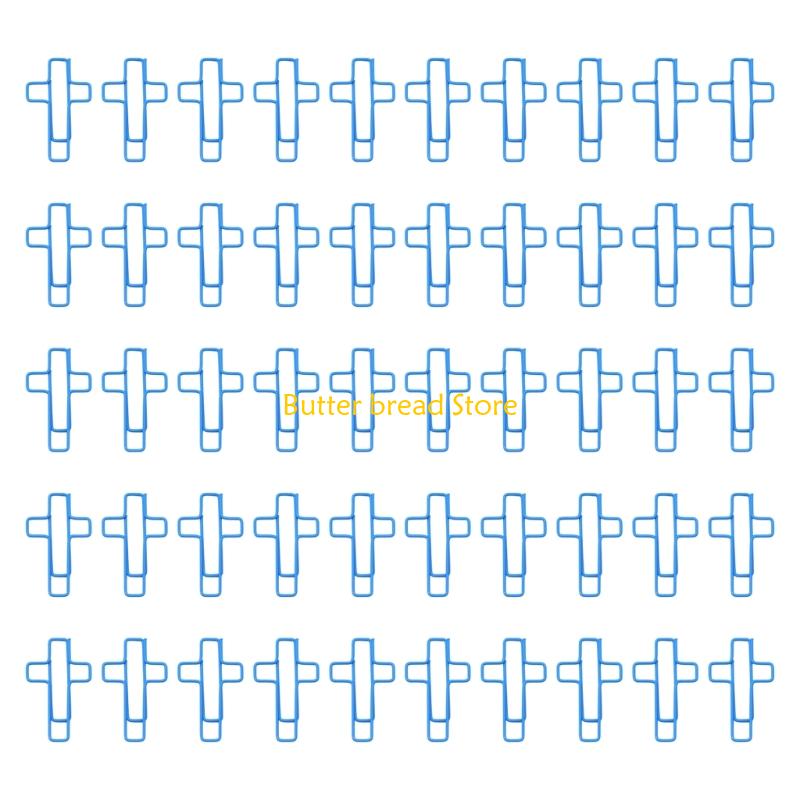 

W89C 50 Pcs Journal Paper Clips Crosses Shaped Paper Clip Bookmarks Metal Paperclips Creative Planner Clips for Office синий