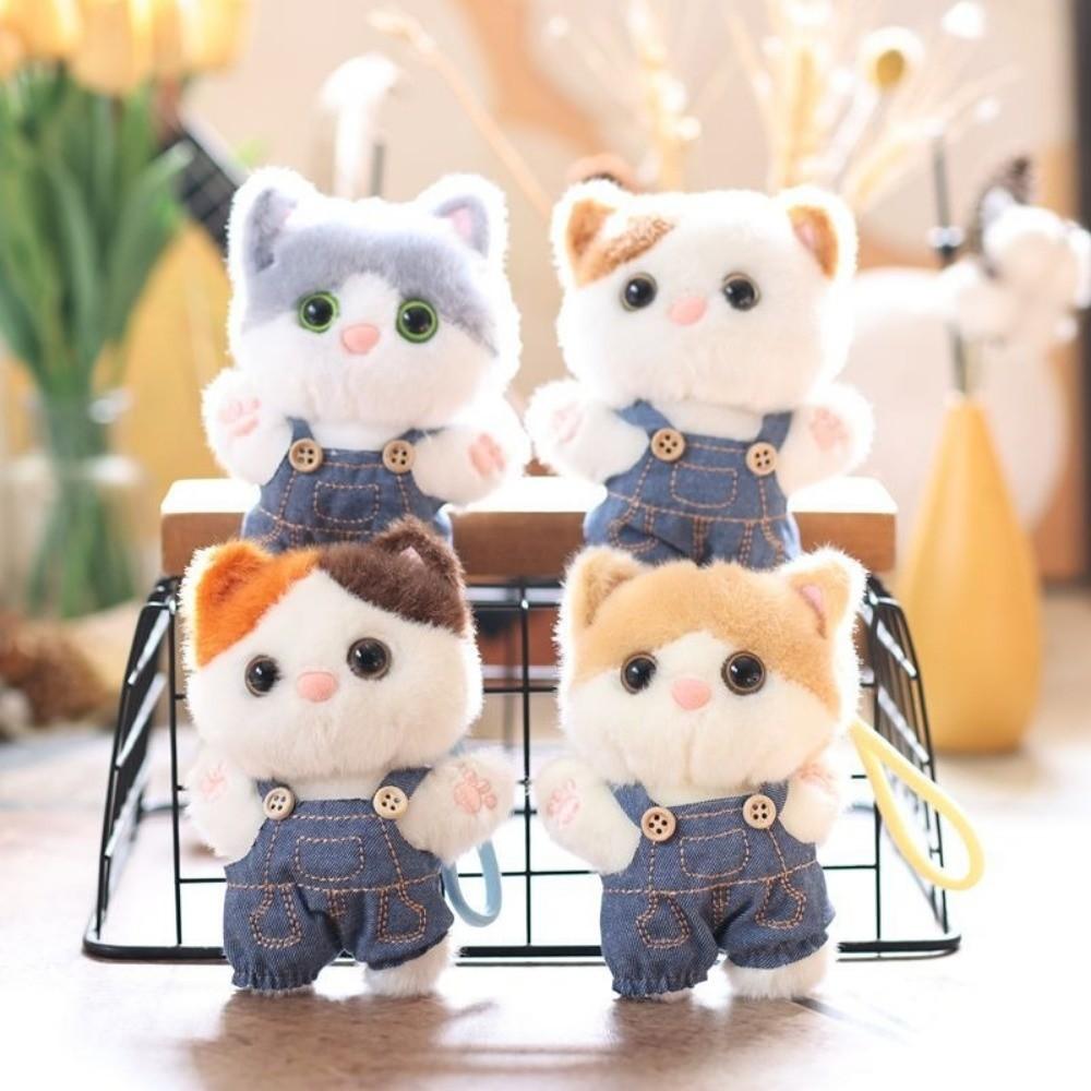 Fluffy Kitten Keychain Decoration Bag Hanging Charm Lovely Cat Plush Pendant Car Decoration