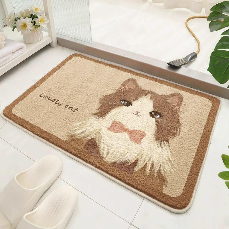 Cartoon Carpet, Bathroom Door Mat, Bathroom Absorbent Door Mat, Imitation Cashmere Quick Drying Anti Slip Foot Mat