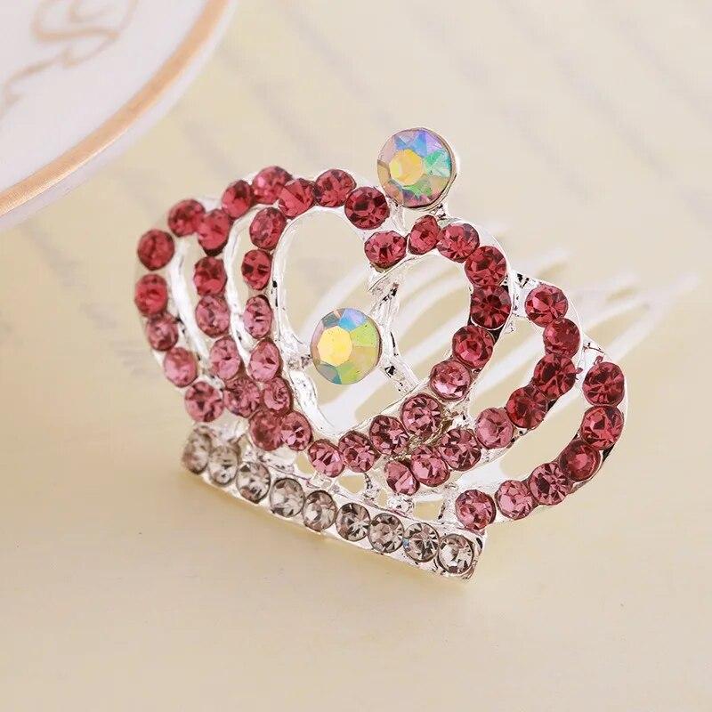 Tiaras com glitter para crianças, tiaras de cabelo com coroa 3D para meninas, bastões de cabelo de princesa para festival brilhante, acessórios para cabelo para meninas