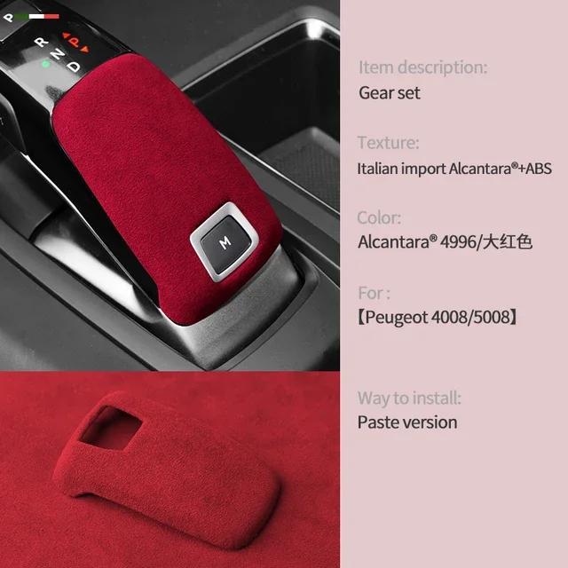 Alcantara Pokrywa Gałki Zmiany Biegów Manetka Nakładka Obudowa Klejona do Peugeot 4008 5008 DS7 DS9 Citroen C6