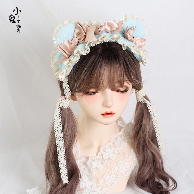 Original Handmade Angel Bear Boy Headband Small Accessories Small Top Hat Sweet Cute Bear Ear Lolita Flower Ball