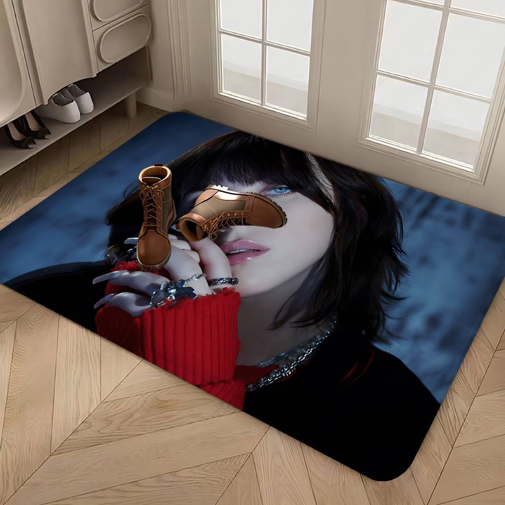 B-BillieS Singer E-EilishS Bathroom Mat Kids Room Bedroom Decoration Balcony Anti-Slip Doormat Living Room Welcome Rug