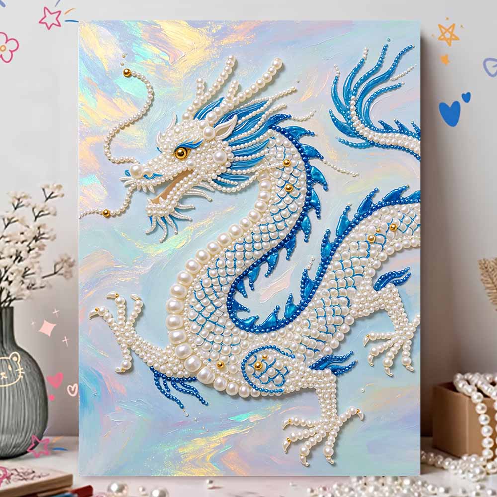 Dragon Pearl Kit 5D DIY Round Rhinestone Art Craft for Adults Home Wall Decoration Beginner Friendly Frameless Design
